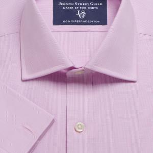 Lilac Large Prince of Wales Check Poplin Men's Shirt Available in Four Fits (PLL)