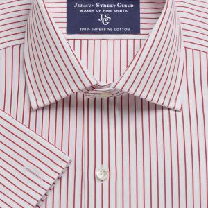 Red Piccadilly Stripe Poplin Men's Shirt Available in Four Fits (PSR)