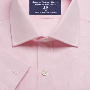 Pink Prince of Wales Check Twill Men's Shirt Available in Four Fits (PTP)