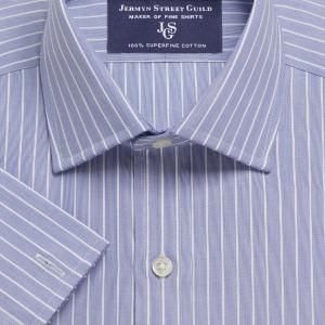 Navy Westminster Stripe Poplin Men's Shirt Available in Four Fits (WTN)