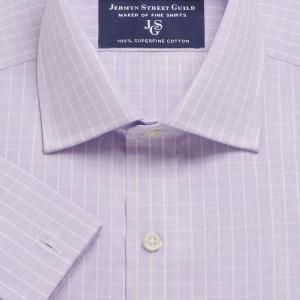 Lilac Westminster Check Poplin Men's Shirt Available in Four Fits (WRL)