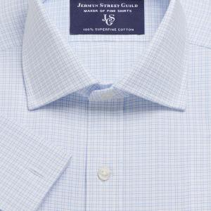 Sky Wellington Check Oxford Men's Shirt Available in Four Fits (WES)