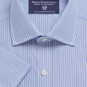 Blue Trafalgar Stripe Poplin Men's Shirt Available in Four Fits (TRB)