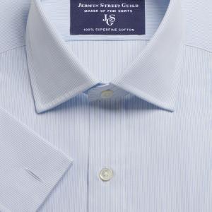 Sky Fine Stripe Poplin Men's Shirt Available in Four Fits (FSS)
