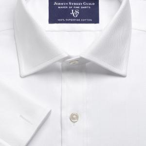 Non-Iron White Royal Herringbone Men's Shirt Available in Four Fits (*RHW)