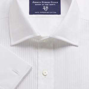 White Pleated Men’s Evening Shirt in Available in Four Fits (TXP)