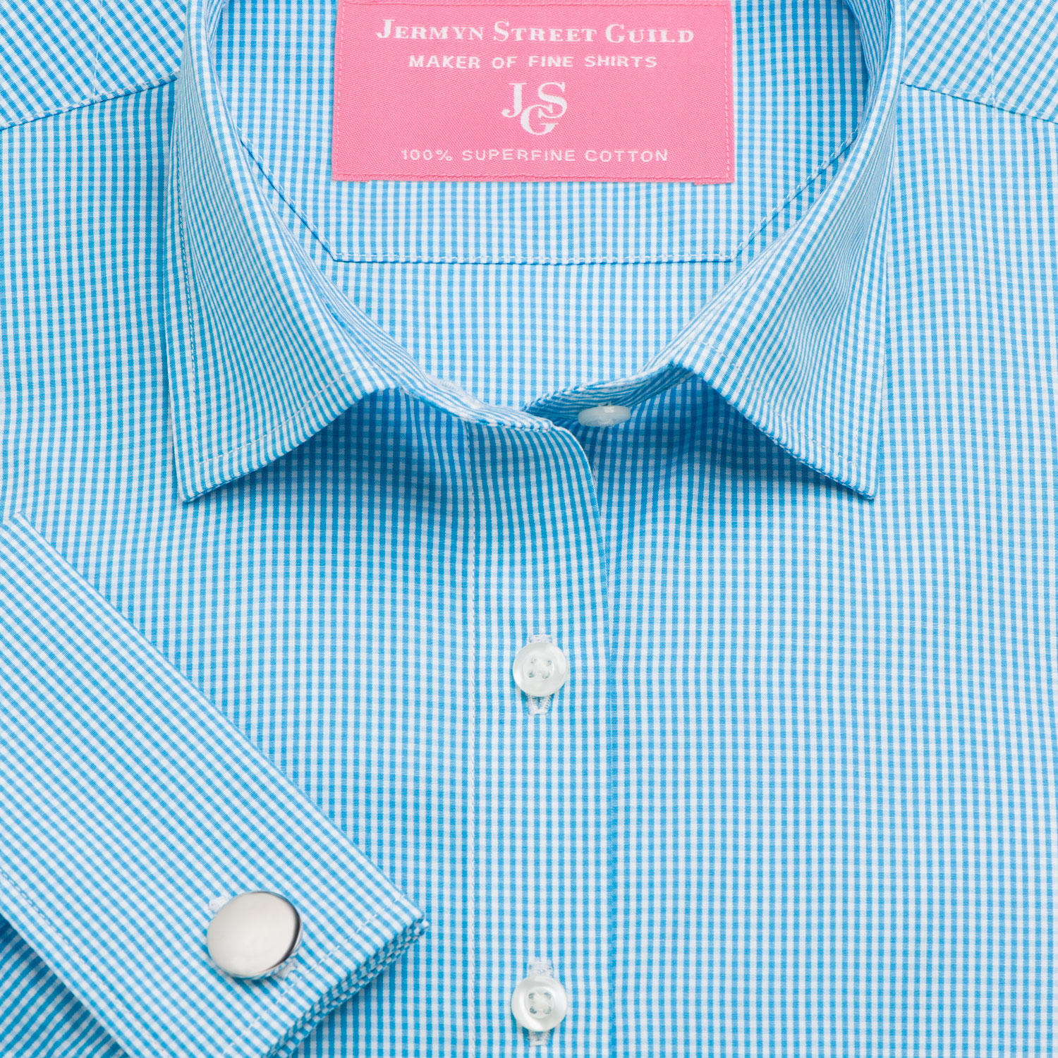 Aqua Gingham Check Poplin Women's Shirt Available in Six Styles