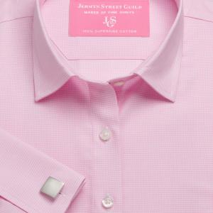 Pink Houndstooth Check Twill Women's Shirt Available in Six Styles