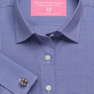 Navy Houndstooth Check Twill Women's Shirt Available in Six Styles