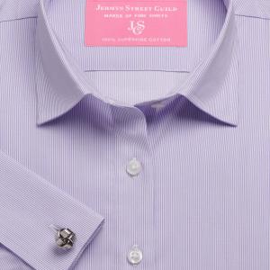 Lilac Fine Pencil Stripe Twill Women's Shirt Available in Six Styles