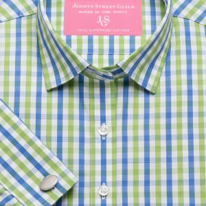 Green & Blue Buckingham Check Poplin Women's Shirt Available in Six Styles