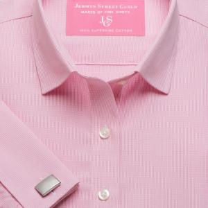Pink Micro Check Poplin Women's Shirt Available in Six Styles