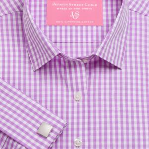 Lilac Bold Check Poplin Women's Shirt Available in Six Styles