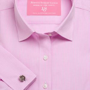 Pink Gingham Check Poplin Women's Shirt Available in Six Styles