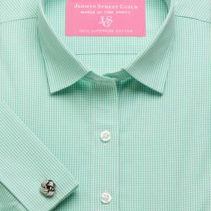 Green Gingham Check Poplin Women's Shirt Available in Six Styles