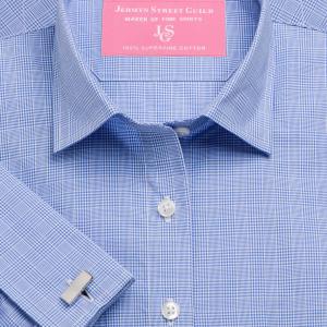 Blue Prince of Wales Check Poplin Women's Shirt Available in Six Styles