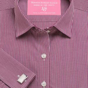Burgundy Gingham Check Poplin Women's Shirt Available in Six Styles