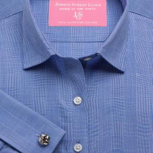 Navy Large Prince of Wales Check Poplin Women's Shirt Available in Six Styles