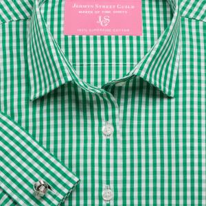 Green Bold Check Poplin Women's Shirt Available in Six Styles