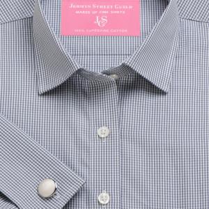 Grey Gingham Check Poplin Women's Shirt Available in Six Styles