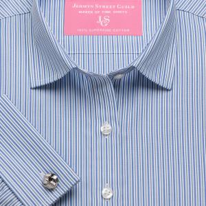 Blue Trafalgar Stripe Poplin Women's Shirt Available in Six Styles