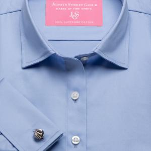 Blue Plain Sateen Women's Shirt Available in Six Styles (STB)