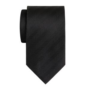 Black Plain Herringbone Tie