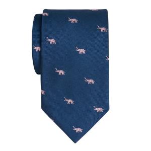 Pink on Navy Elephant Motif Tie