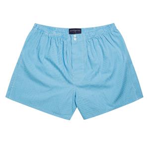 Aqua Gingham Check Poplin Boxer Shorts