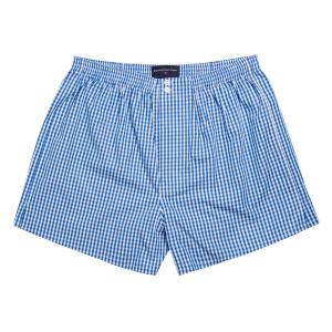 Blue Bold Check Poplin Boxer Shorts