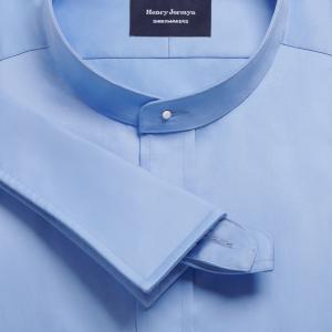 Blue Plain Sateen Men's Court Tunic Shirt Available in Four Fits (STB)