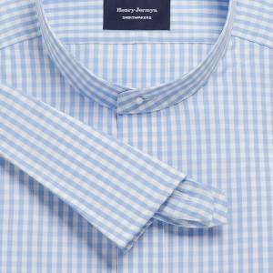 Sky Bold Check Poplin Men's Court Tunic Shirt Available in Four Fits (BCS)