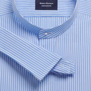 Blue Mayfair Stripe Poplin Men's Court Tunic Shirt Available in Four Fits (MSB)