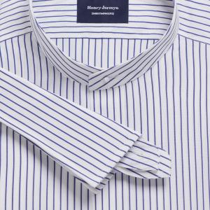 Navy Piccadilly Stripe Poplin Men's Court Tunic Shirt Available in Four Fits (PSN)