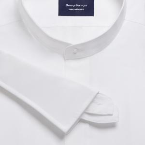 White Plain Poplin Men's Court Tunic Shirt Available in Four Fits (PPW)