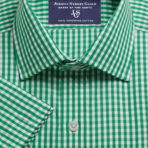 Green Bold Check Poplin Men's Shirt Available in Four Fits (BCZ)