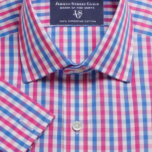 Pink & Blue Buckingham Check Poplin Men's Shirt Available in Four Fits (BKP)
