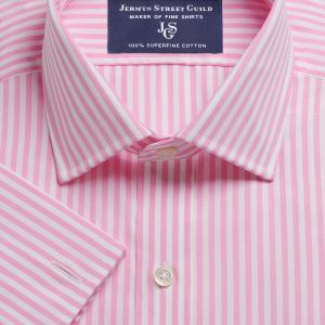 Pink Bengal Stripe Poplin Men's Shirt Available in Four Fits (BGP)