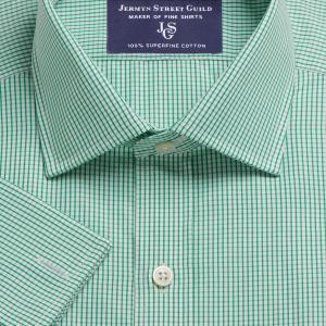 Green Edinburgh Check Poplin Men's Shirt Available in Four Fits (ECZ)
