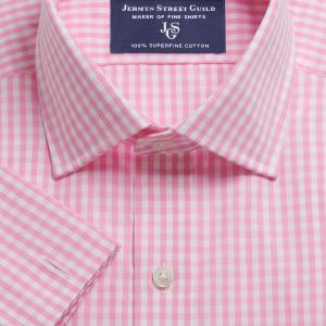 Pink Bold Check Poplin Men's Shirt Available in Four Fits (BCP)