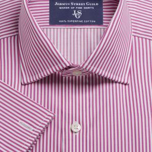 Magenta Chelsea Stripe Twill Men's Shirt Available in Four Fits (CLM)