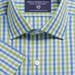 Green & Blue Buckingham Check Poplin Men's Shirt Available in Four Fits (BKZ)