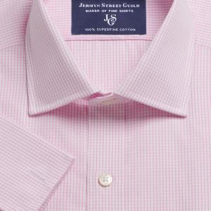 Pink Edinburgh Check Poplin Men's Shirt Available in Four Fits (ECP)