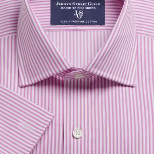 Pink Chelsea Stripe Twill Men's Shirt Available in Four Fits (CLP)