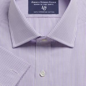 Purple Edinburgh Check Poplin Men's Shirt Available in Four Fits (ECU)