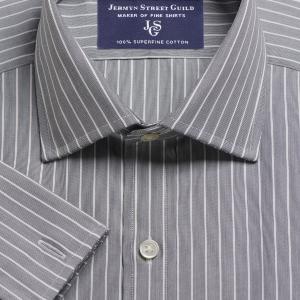 Charcoal Westminster Stripe Poplin Men's Shirt Available in Four Fits (WTJ)