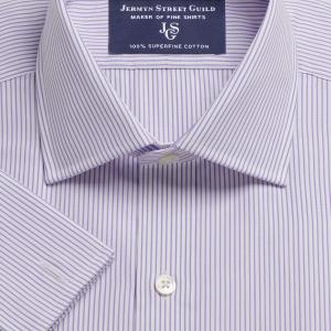 Purple Edinburgh Stripe Poplin Men's Shirt Available in Four Fits (ESU)