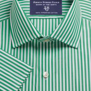 Green Bengal Stripe Poplin Men's Shirt Available in Four Fits (BGZ)