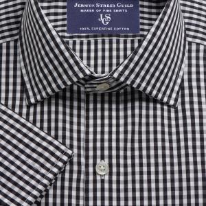 Black Bold Check Poplin Men's Shirt Available in Four Fits (BCK)