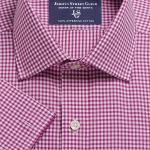 Magenta Chelsea Check Twill Men's Shirt Available in Four Fits (CHM)